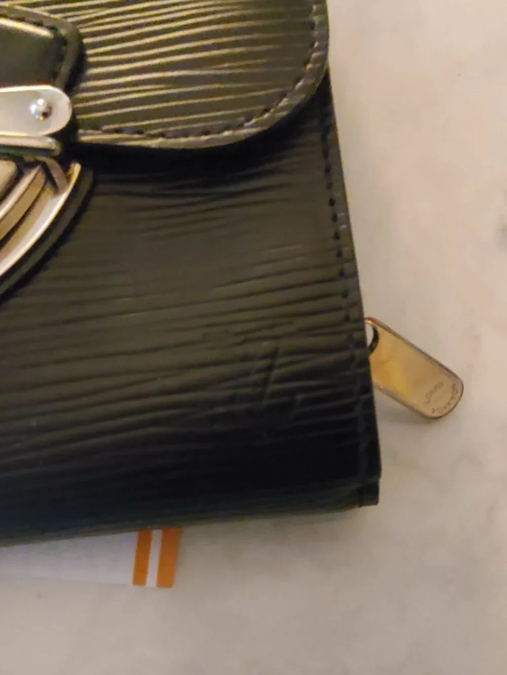 Like New Louis Vuitton Epi Leather and Silver Black Wallet with COA